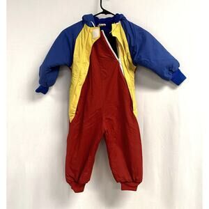 VINTAGE AMERICAN WIDGEON Kids Colorblock Fleece Lined Hooded Snowsuit XL